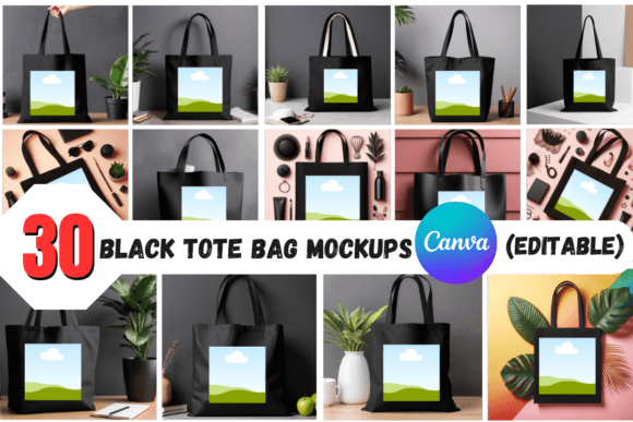 Elevate Your Portfolio with 30 Black Tote Bag Mockups